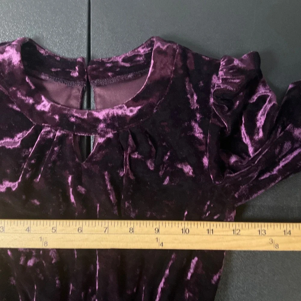 Bonnie Jean Dress Kids Girls 8 Purple Crushed Velvet Long Sleeve Holiday Party